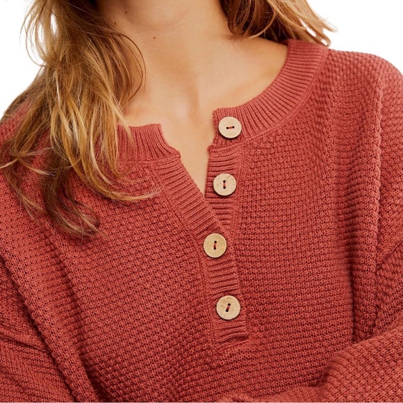 Rust Burnt Orange Sweater Lounge Set M Pants Button Long Sleeve Top New Cozy - Picture 4 of 9